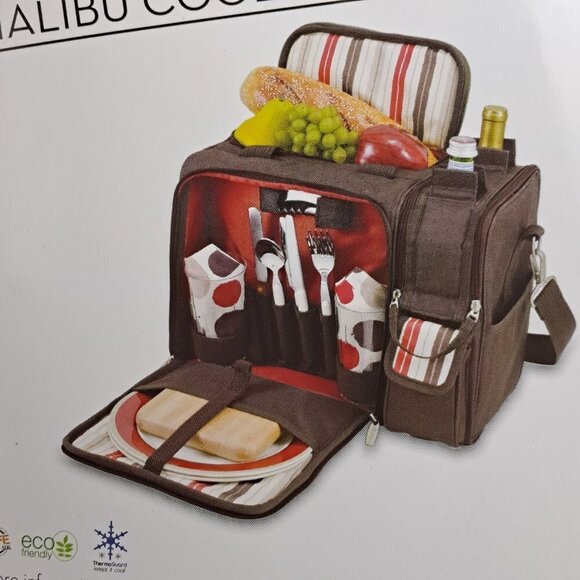 Picnic Time Moka Collection Picnic Cooler Tote with Food & Wine Compartments - Picture 12 of 16